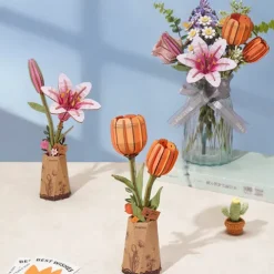 Wooden Orange Tulip Model