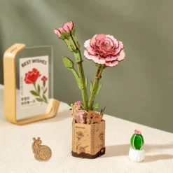 Wooden Pink Carnation Model
