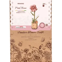 Wooden Pink Rose Model