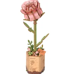 Wooden Pink Rose Model